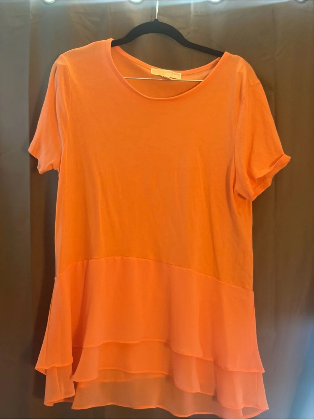 EUC Michael Kors Orange Layered-Hem Short Sleeve Tee